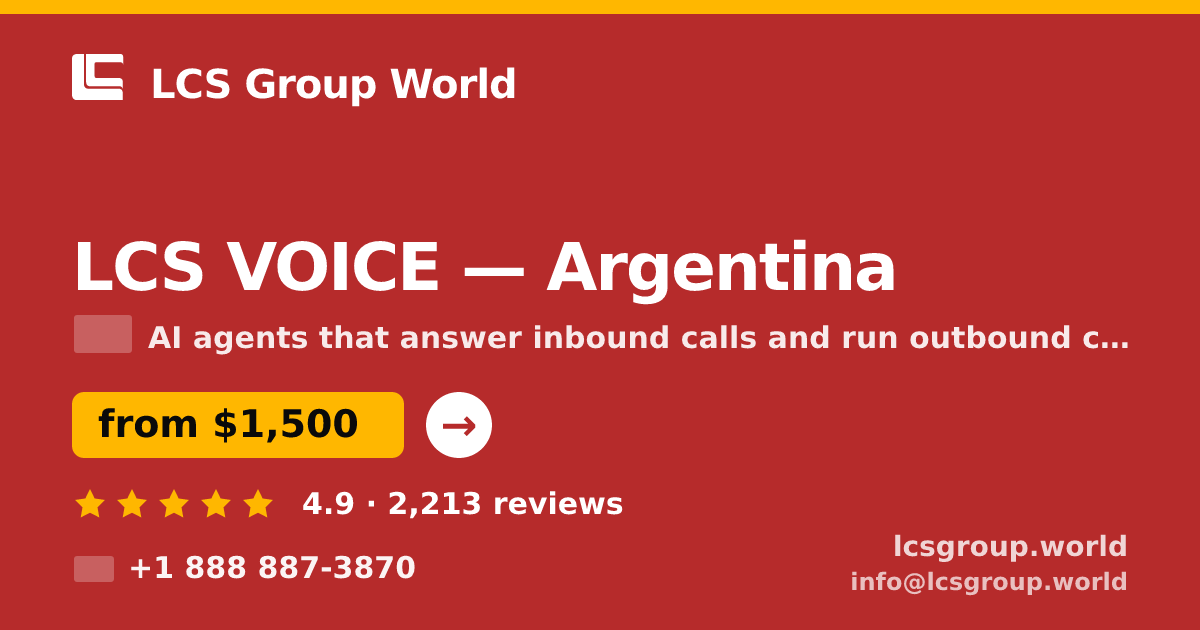 LCS VOICE in Argentina — from $1,500/mo, rated 4.9/5 by 2213 clients. LCS Group World.