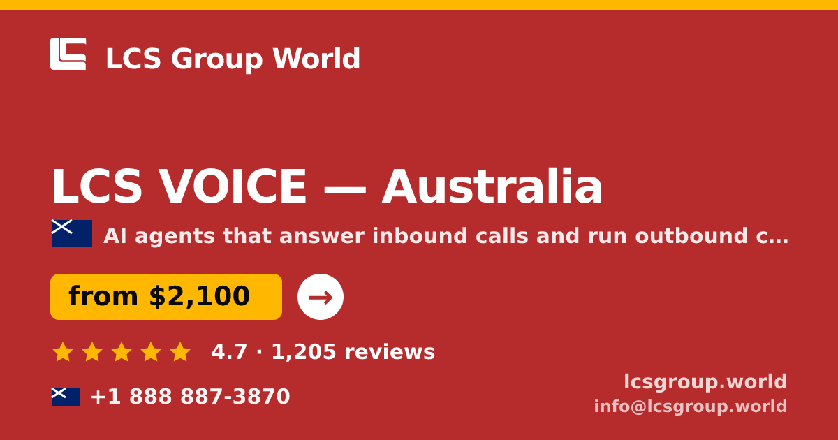LCS VOICE in Australia — from $2,100/mo, rated 4.7/5 by 1205 clients. LCS Group World.