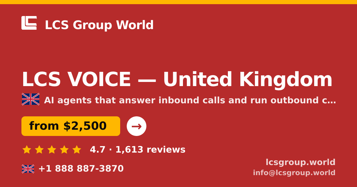 LCS VOICE in United Kingdom — from $2,500/mo, rated 4.7/5 by 1613 clients. LCS Group World.