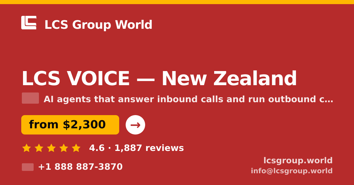 LCS VOICE in New Zealand — from $2,300/mo, rated 4.6/5 by 1887 clients. LCS Group World.