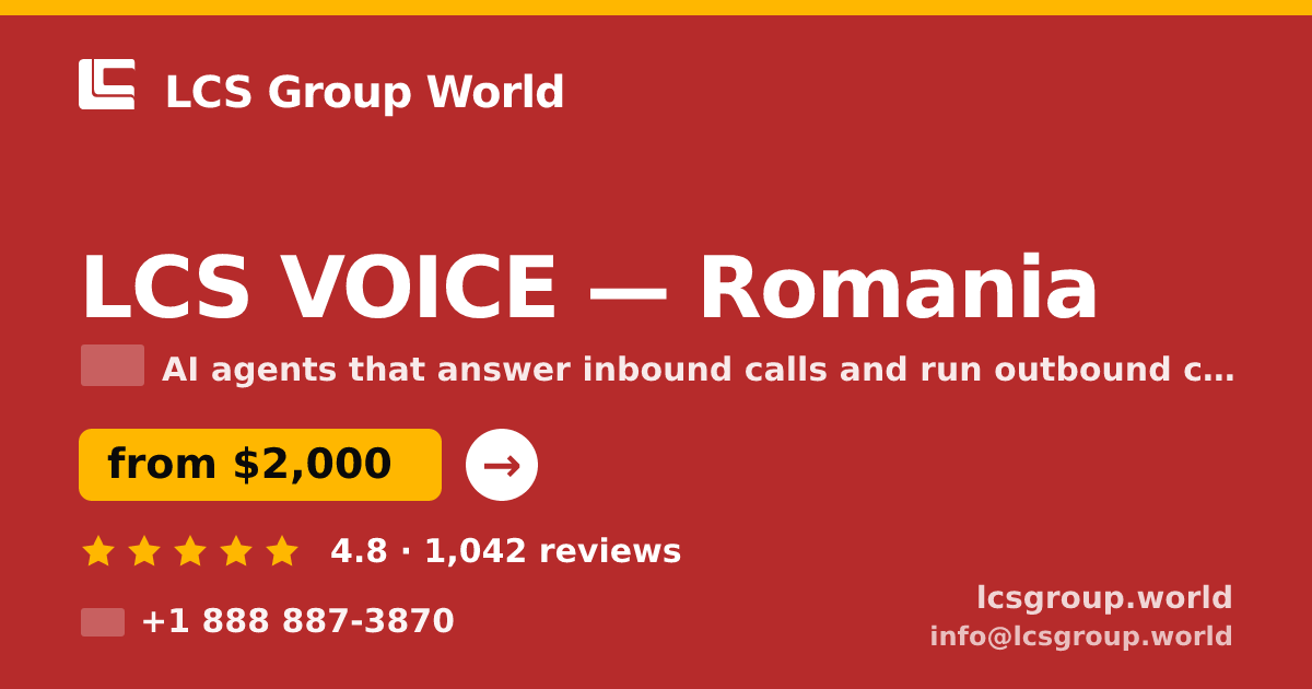 LCS VOICE in Romania — from $2,000/mo, rated 4.8/5 by 1042 clients. LCS Group World.