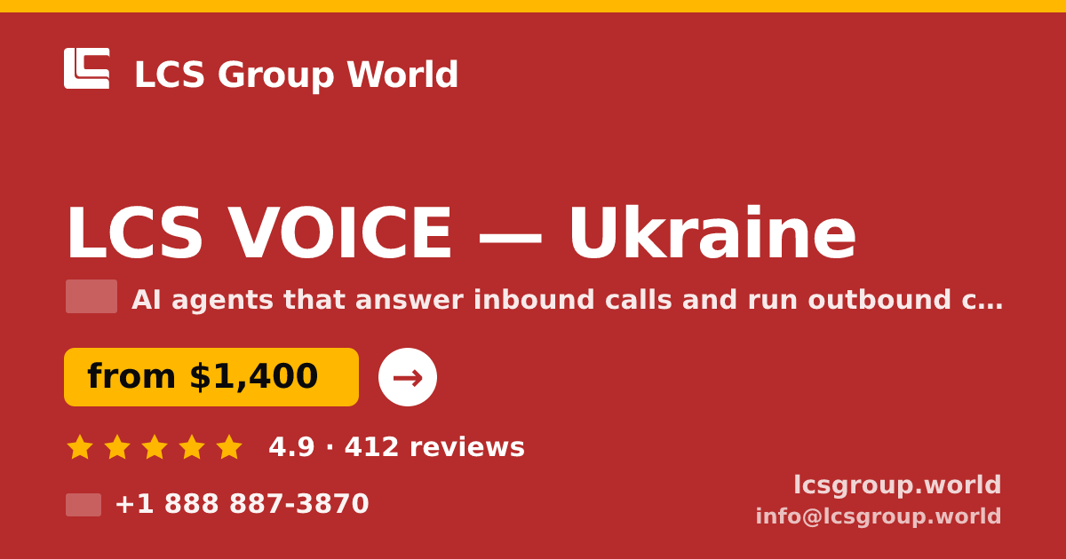 LCS VOICE in Ukraine — from $1,400/mo, rated 4.9/5 by 412 clients. LCS Group World.
