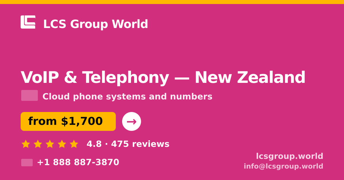 VoIP & Telephony in New Zealand — from $1,700/mo, rated 4.8/5 by 475 clients. LCS Group World.