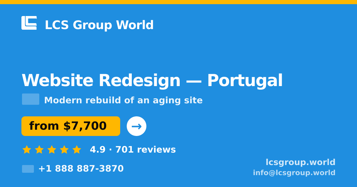 Website Redesign in Lisbon — from $5,900, rated 4.7/5 by 2785 clients. LCS Group World.