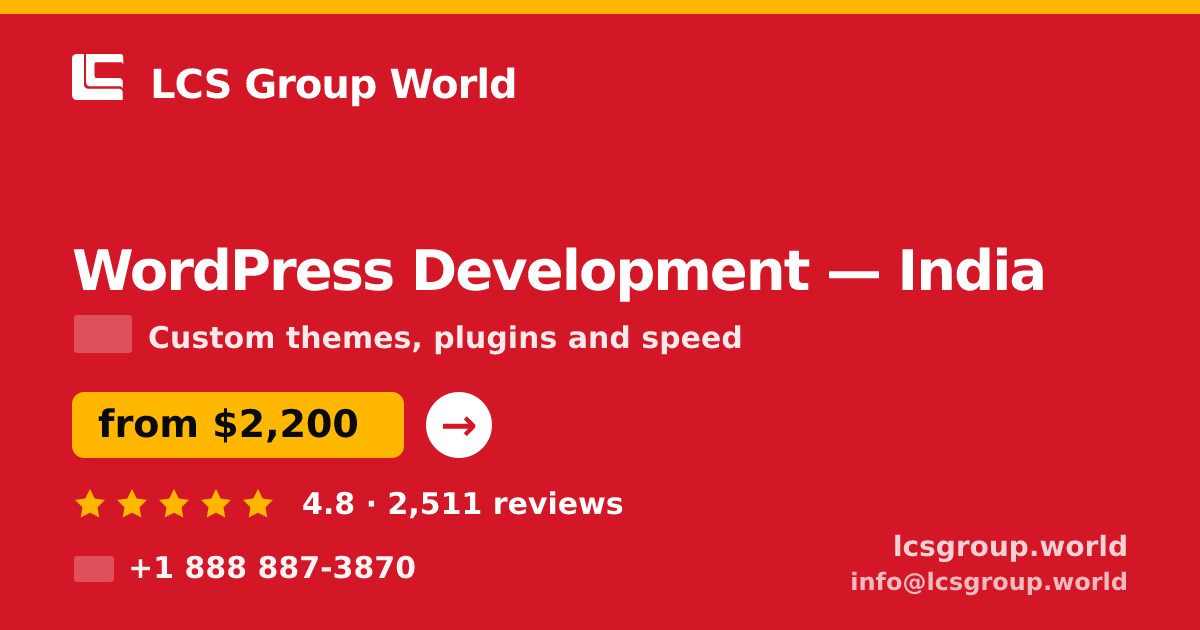 WordPress Development in Chennai — from $1,300, rated 4.8/5 by 677 clients. LCS Group World.